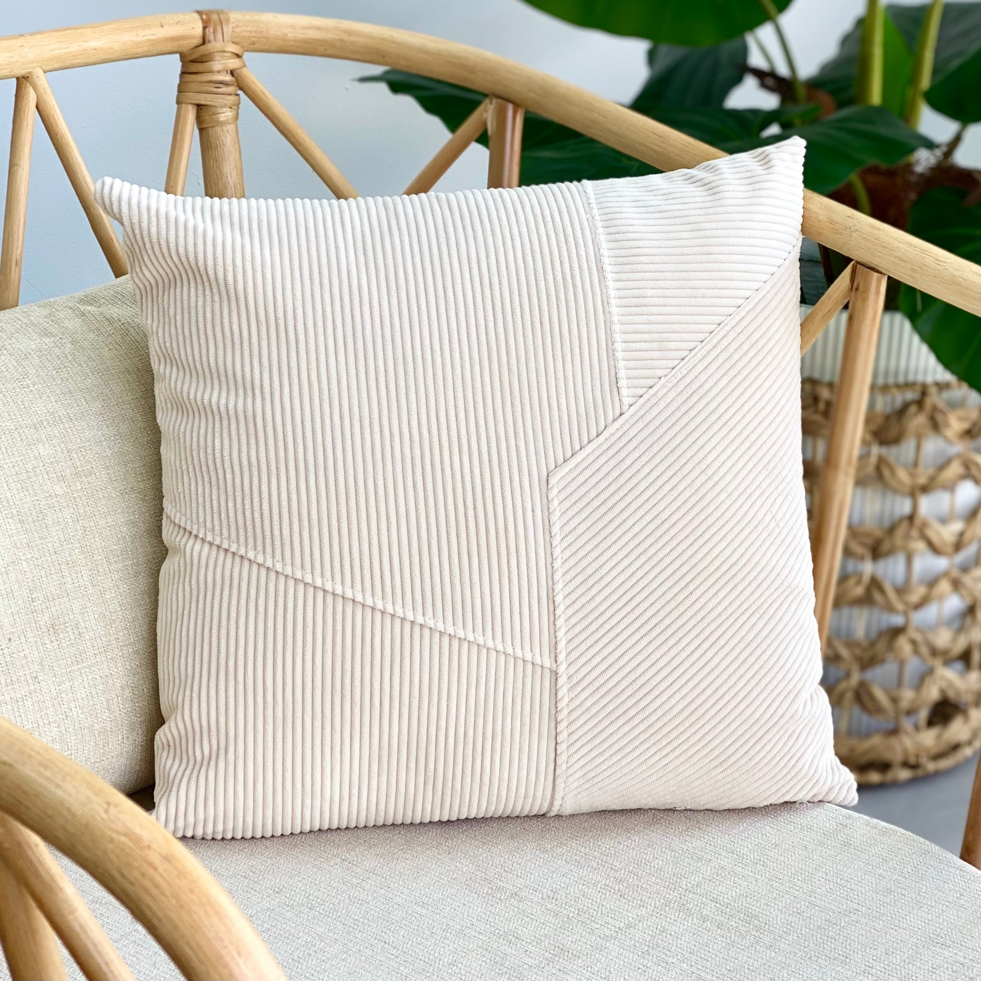 Overlapping Ivory Corduroy Pillow