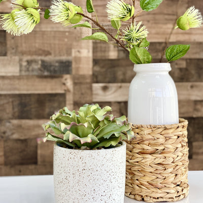 Ceramic White Tall Vase With Basket