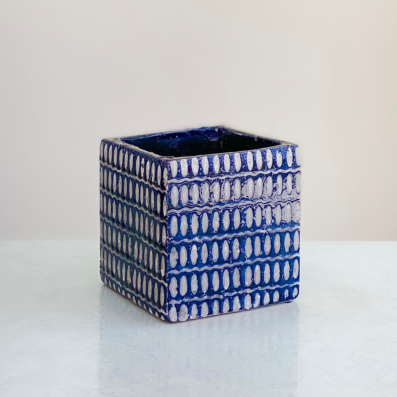 Indigo Square Pot Gloss Finish