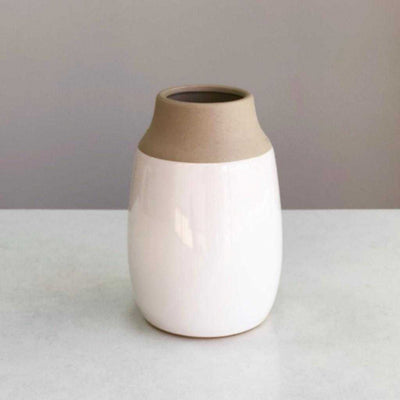 Round White Gloss Ceramic Vase
