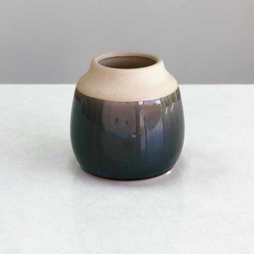 Small Round Gray Ceramic Vase