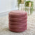 Ribbed Round Velvet Pink Ottoman