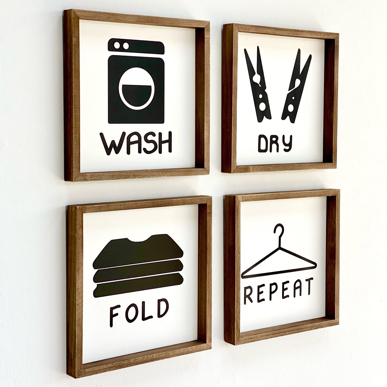 Wash, Dry, Fold, Repeat Wooden Wall Art Set