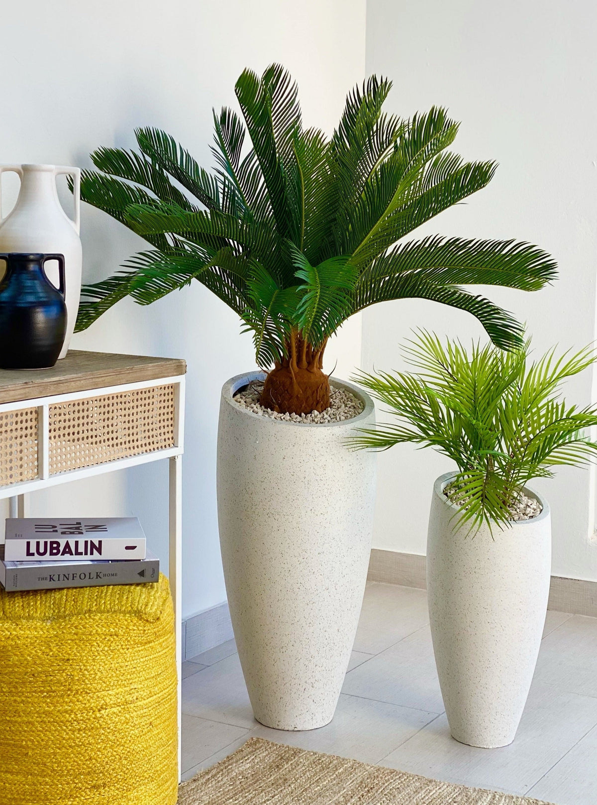 Crescent Fiber Clay Terrazzo Planter Set of Two