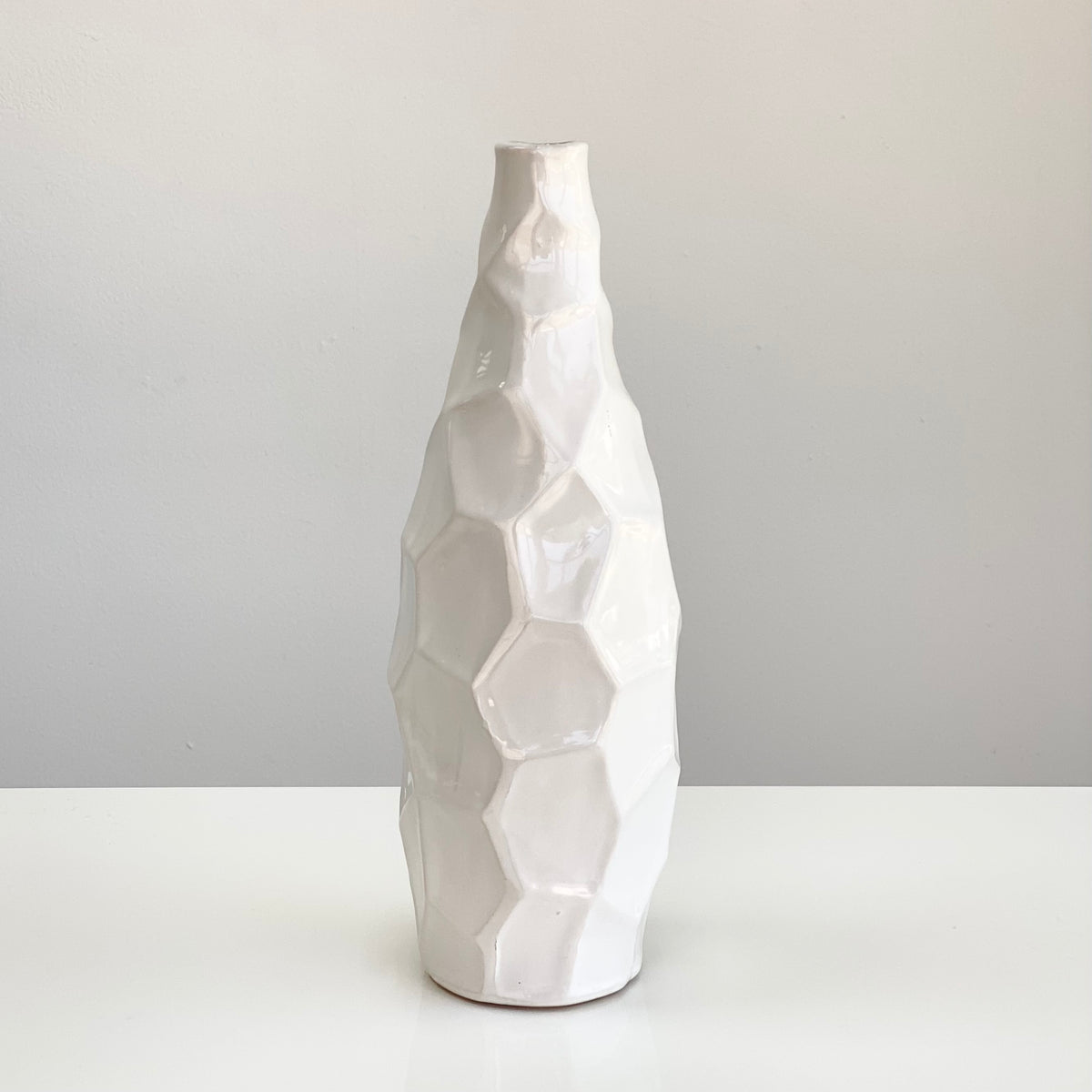 Cora Patterned Ceramic White Vase 12"