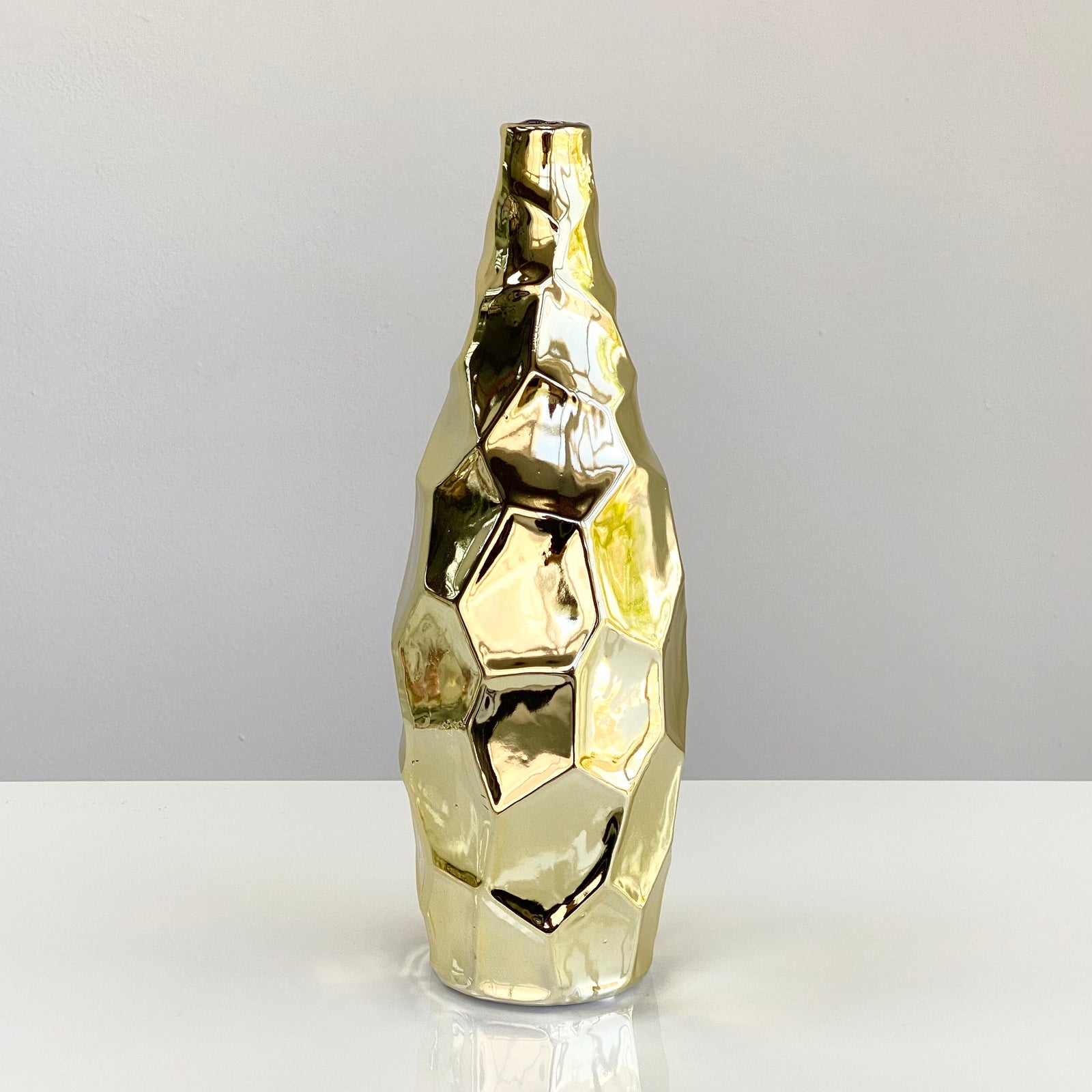 Cora Patterned Ceramic Gold Vase 12"