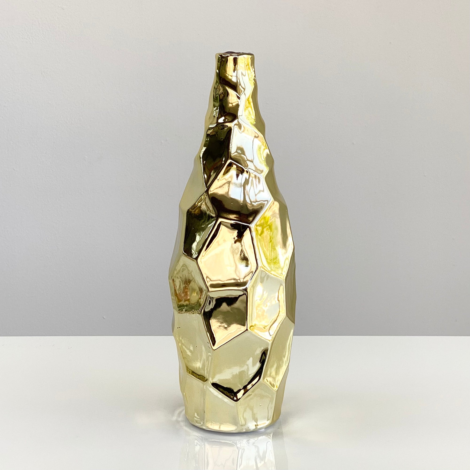 Cora Patterned Ceramic Gold Vase 12"