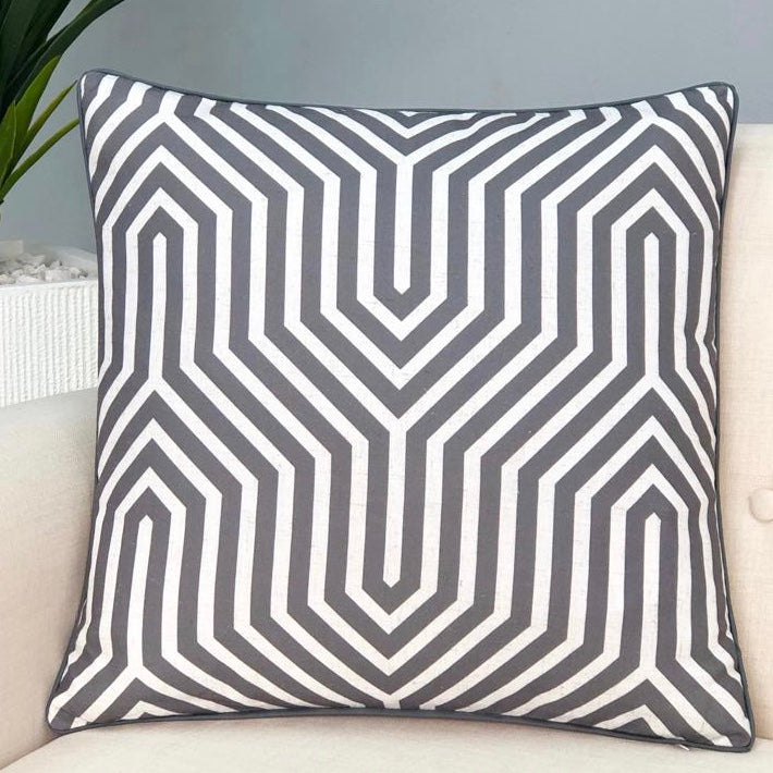 Geometric White & Gray Pillow