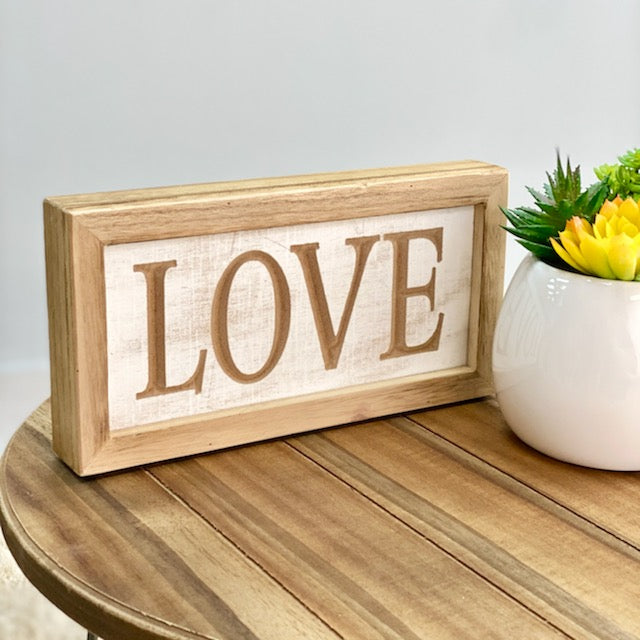 Love Wood Carved Table Top Sign