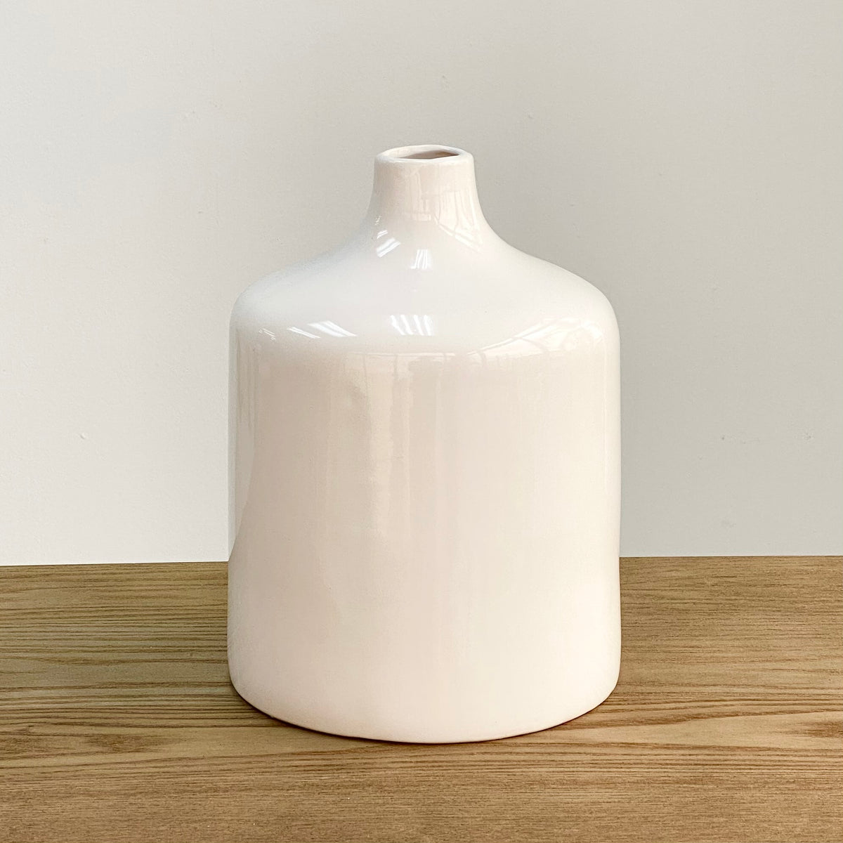 Ceramic Round White Smooth Vase