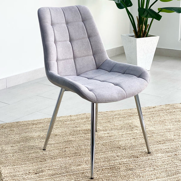 Beyond GrayFabric Chair Silver Legs Decora Home