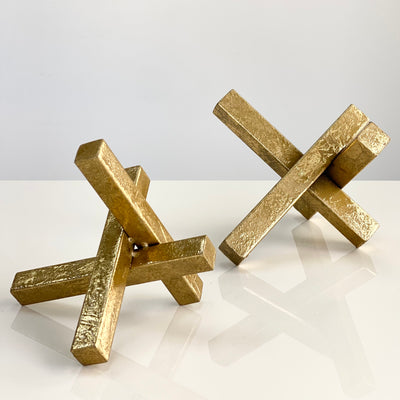 Metal Abstract Gold Cross Set of Two