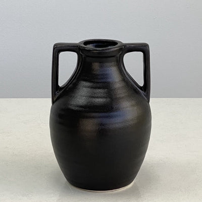 Ceramic Black Bottle Vase with Side Handles