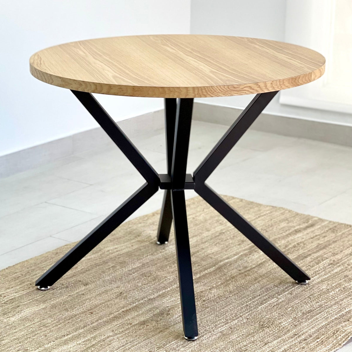 Pivot Round Wood Top Dining Table Black Legs