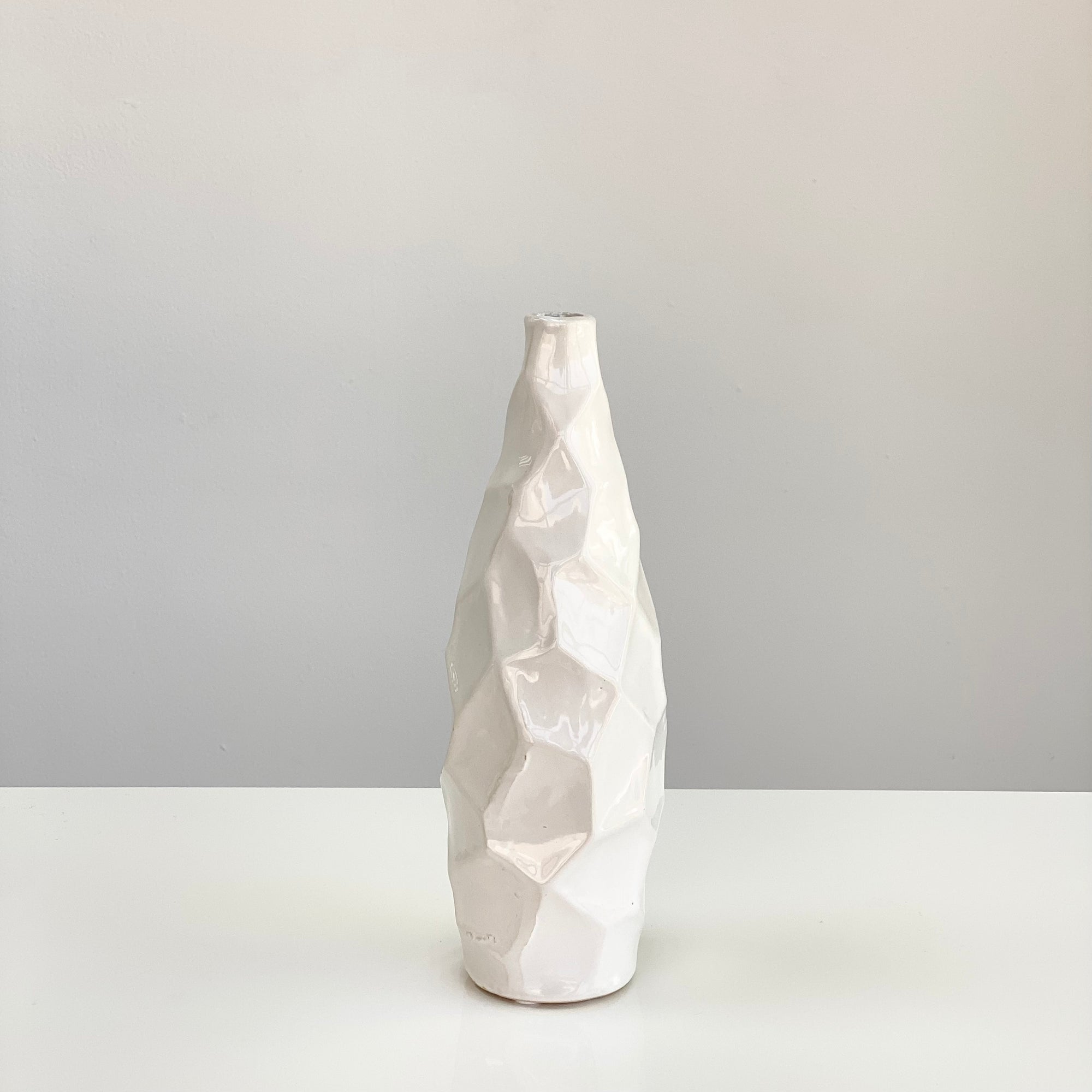 Cora Patterned Ceramic White Vase 10"
