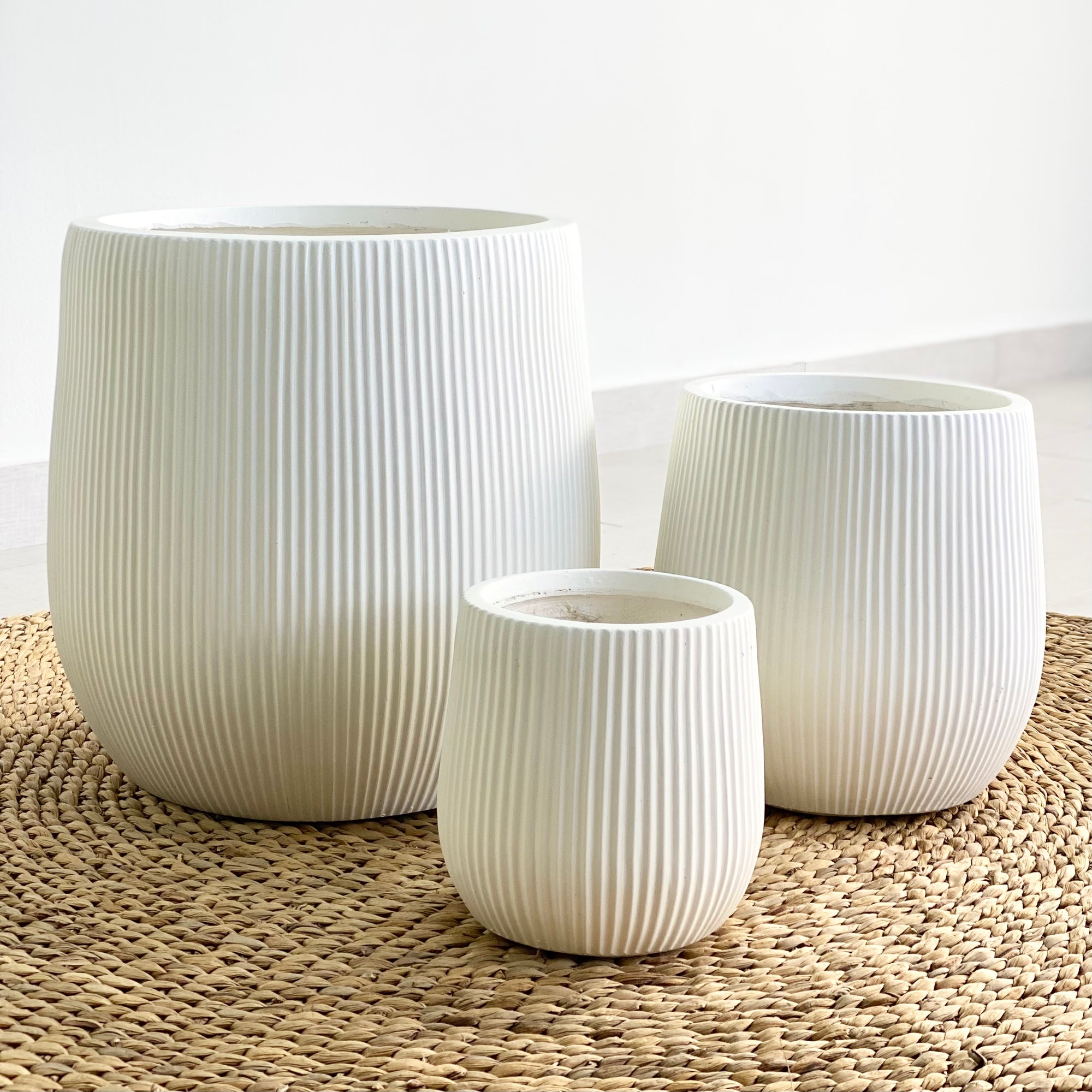 Drop Carved Lines Fiber Clay Planter