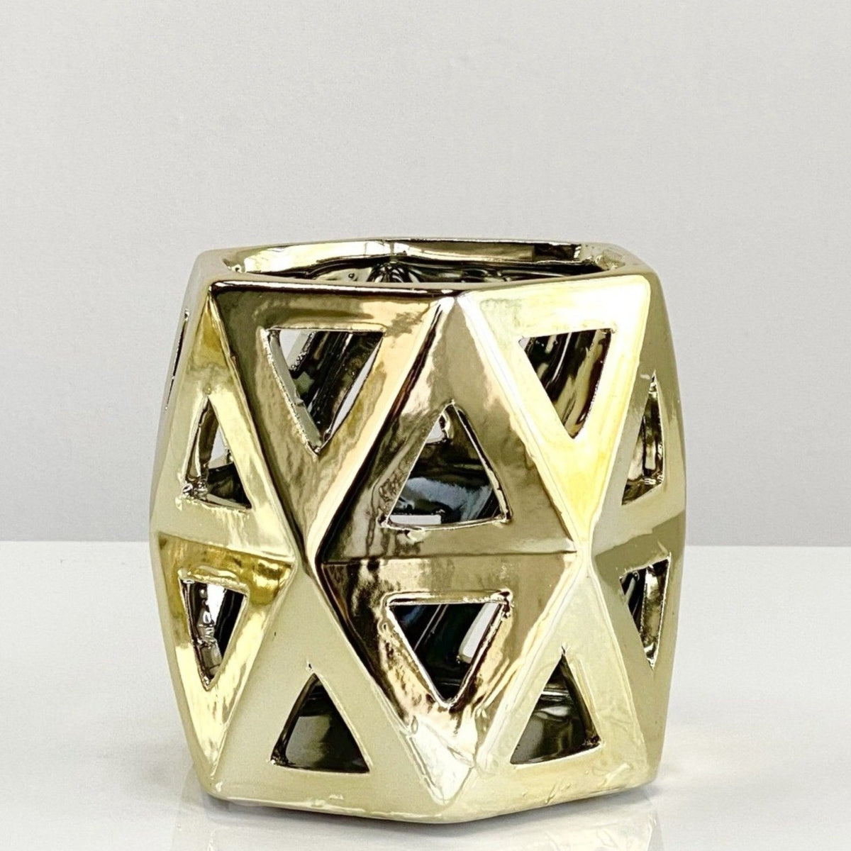 Geometric Design Ceramic Gold Vase