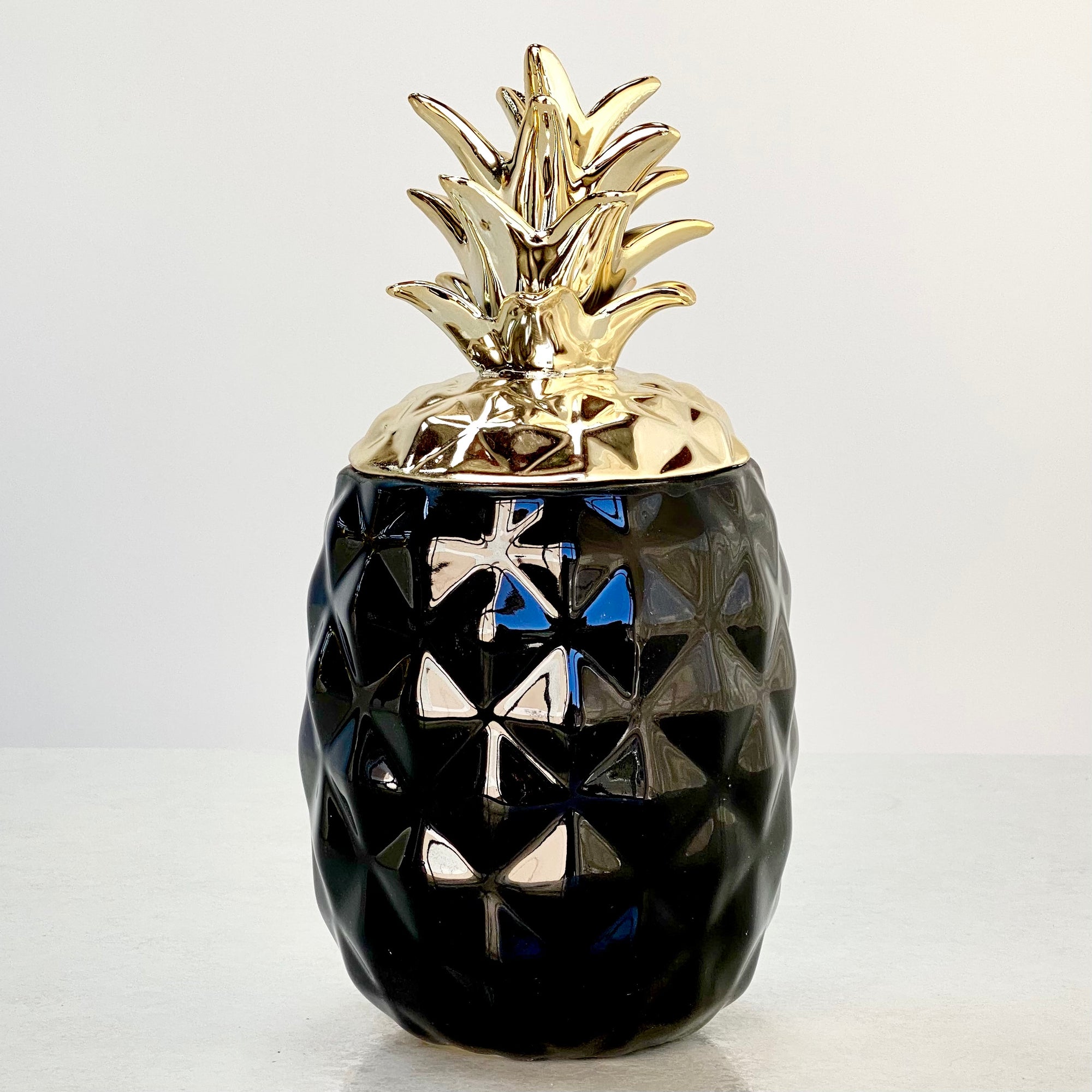 Ceramic Pineapple Canister with Gold Lid