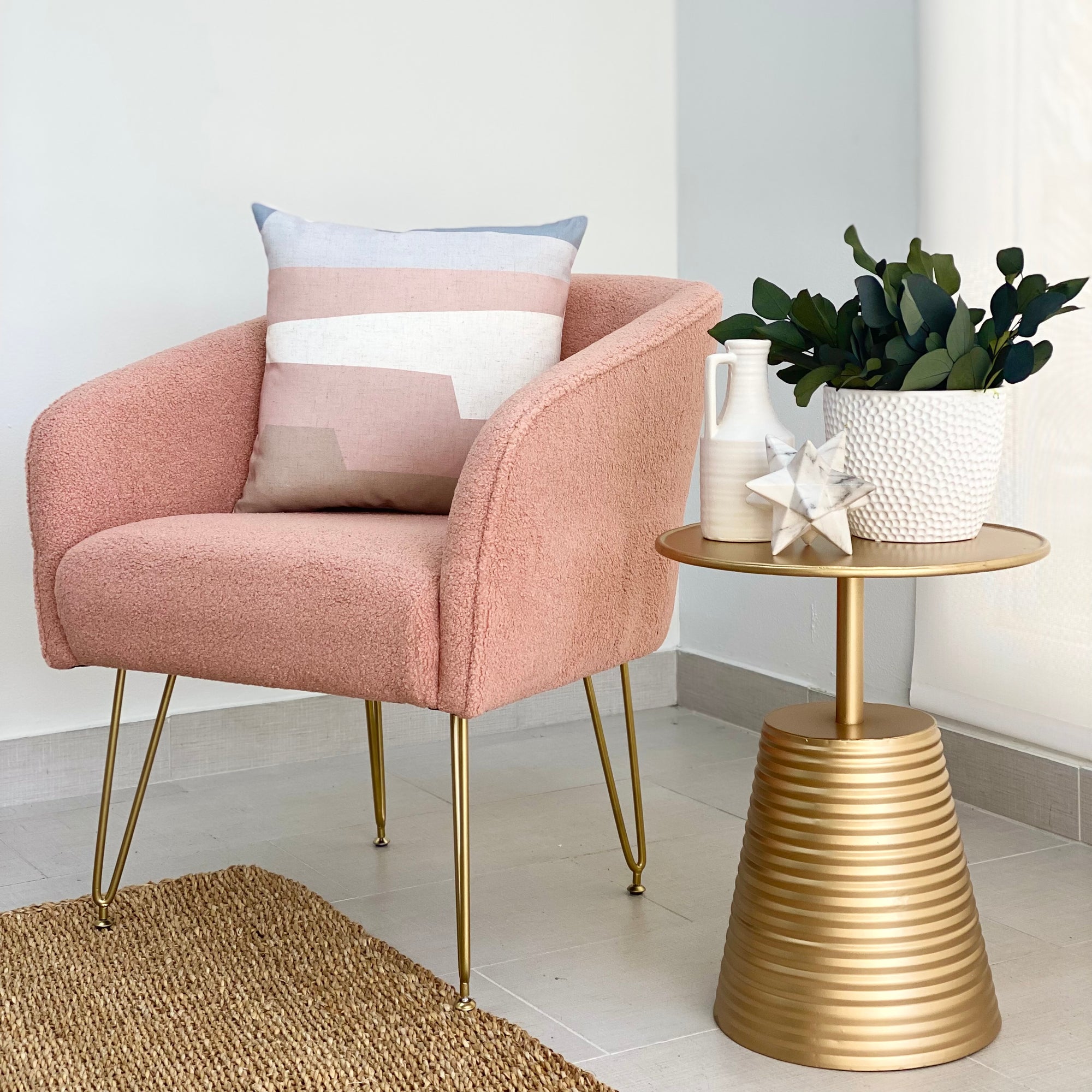 Spinning Elevated Top Gold Side Table
