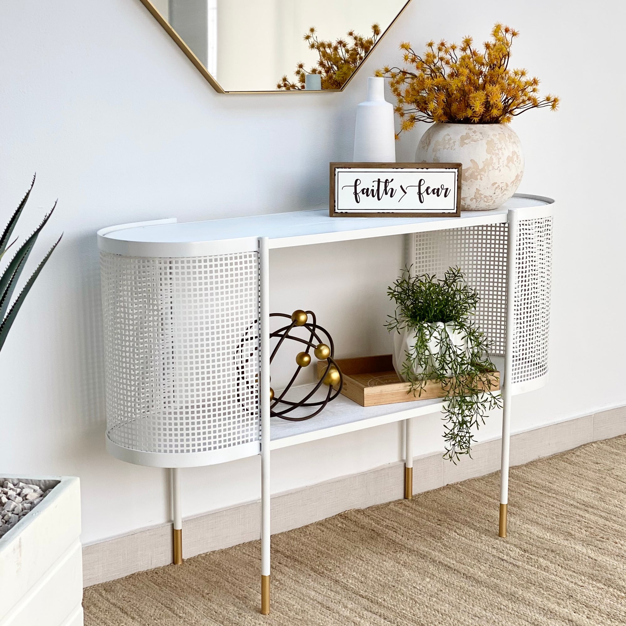 Oval Bold White Console Table