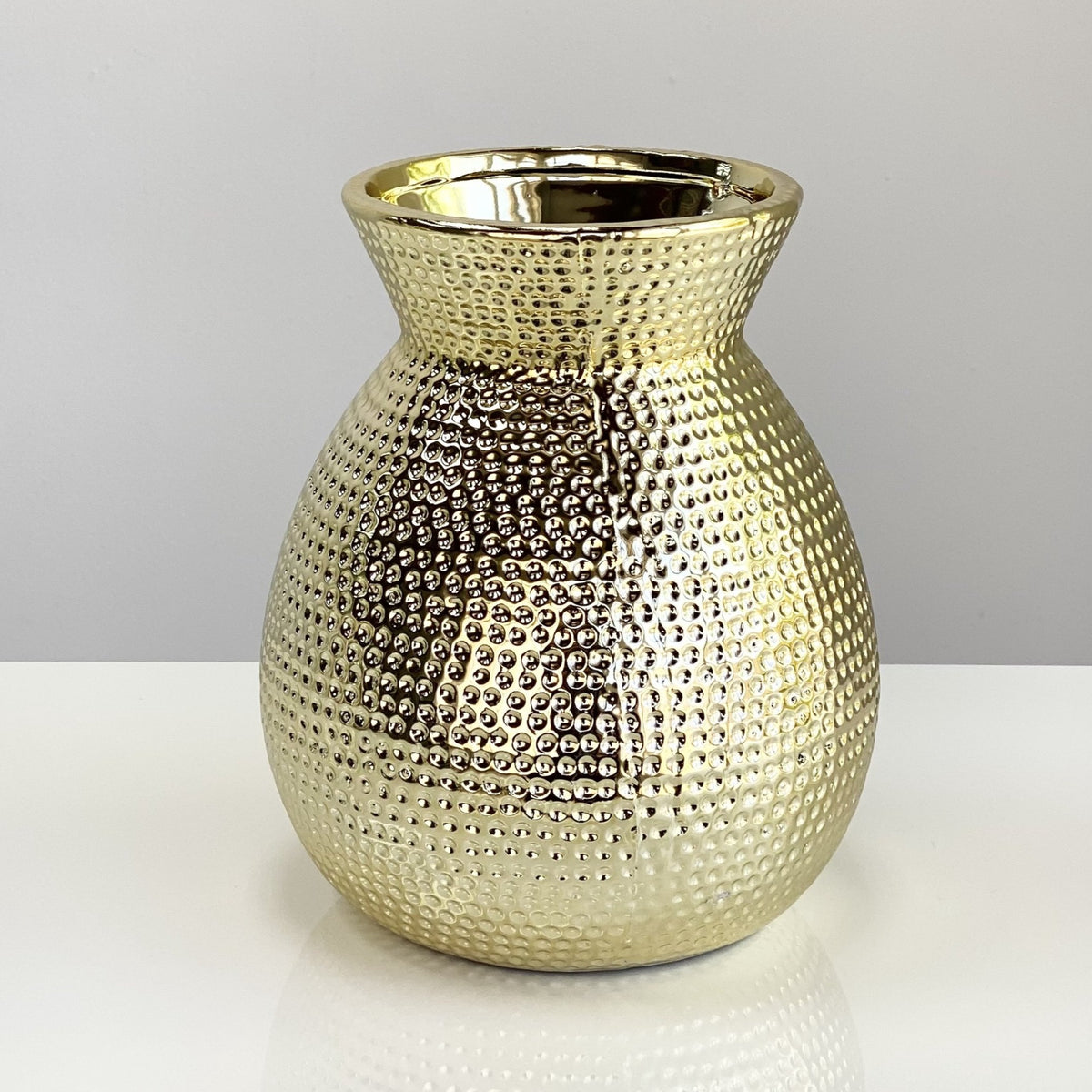 High Waist Hammered Gold Vase