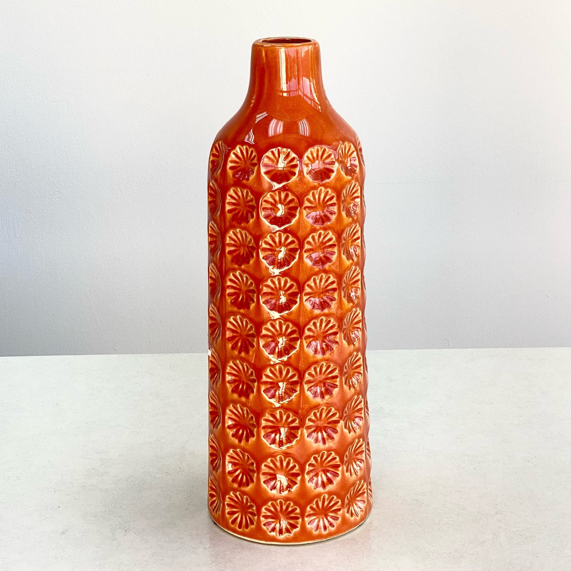 Ceramic Round Orange Bottle  Vase