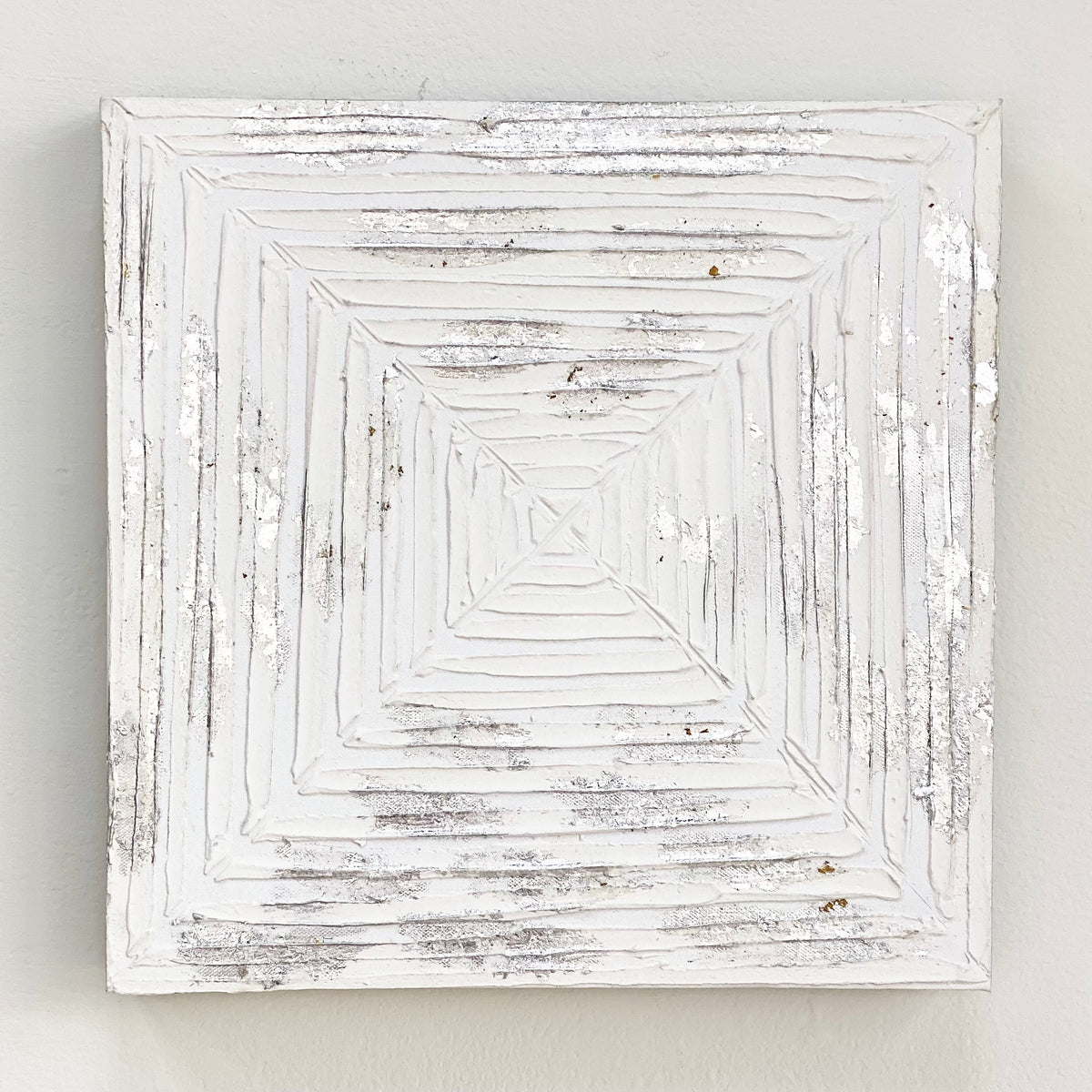 Silver Square Canvas Textured Wall Art