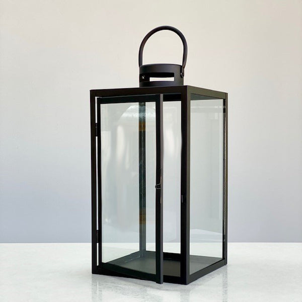 Classic Metallic & Glass Lantern Decora Home