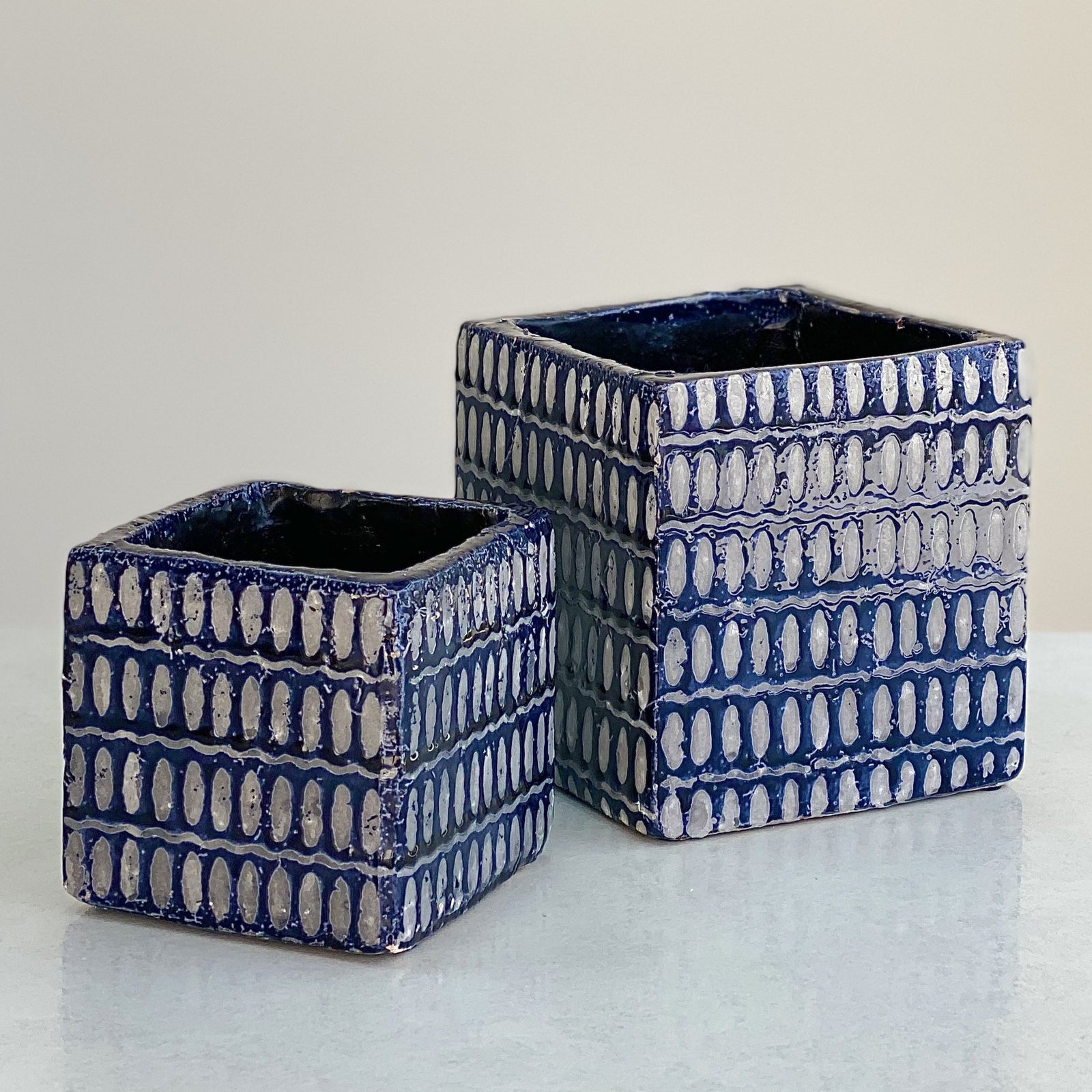 Indigo Square Pot Gloss Finish