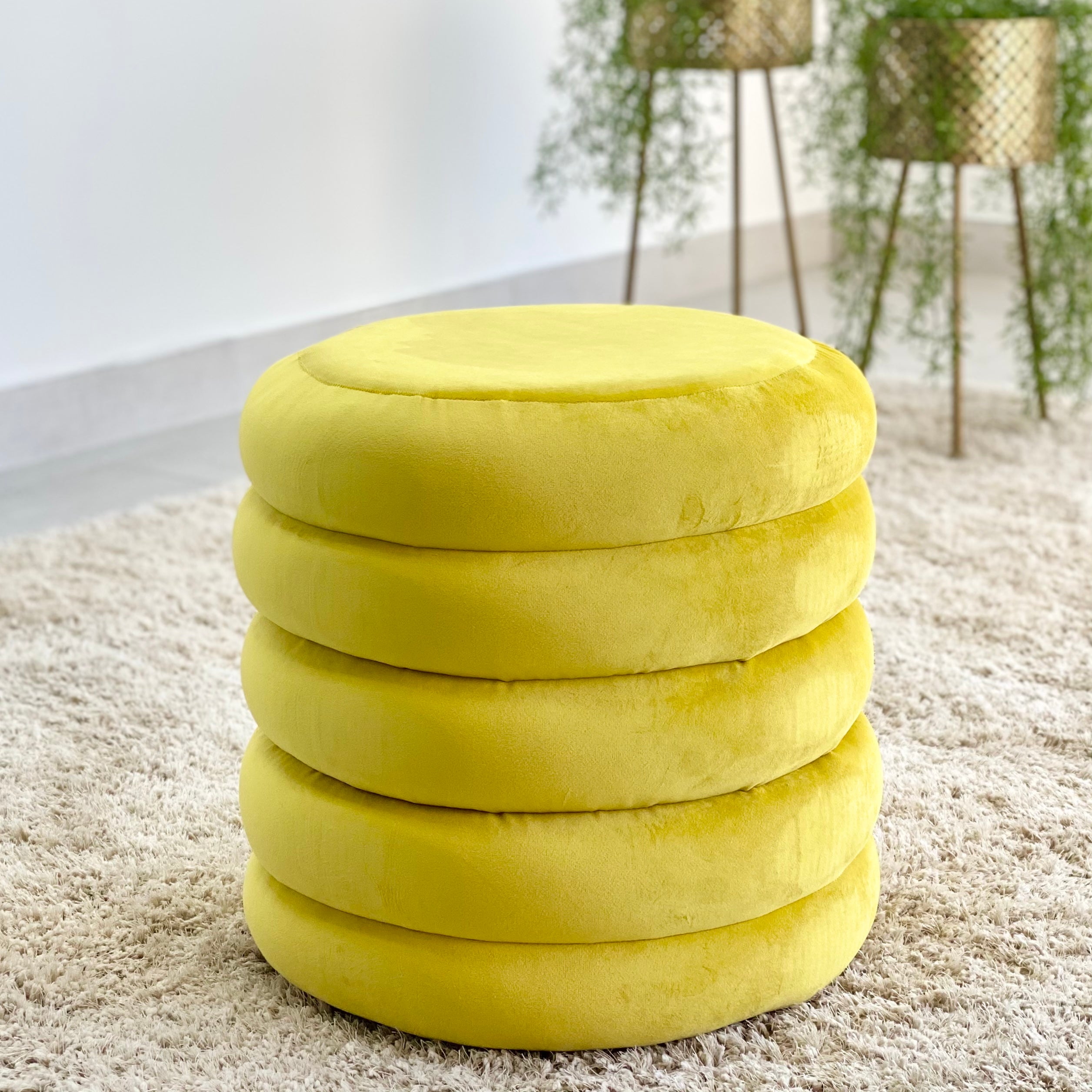 Yellow velvet deals ottoman