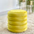 Ribbed Round Velvet Yellow Ottoman