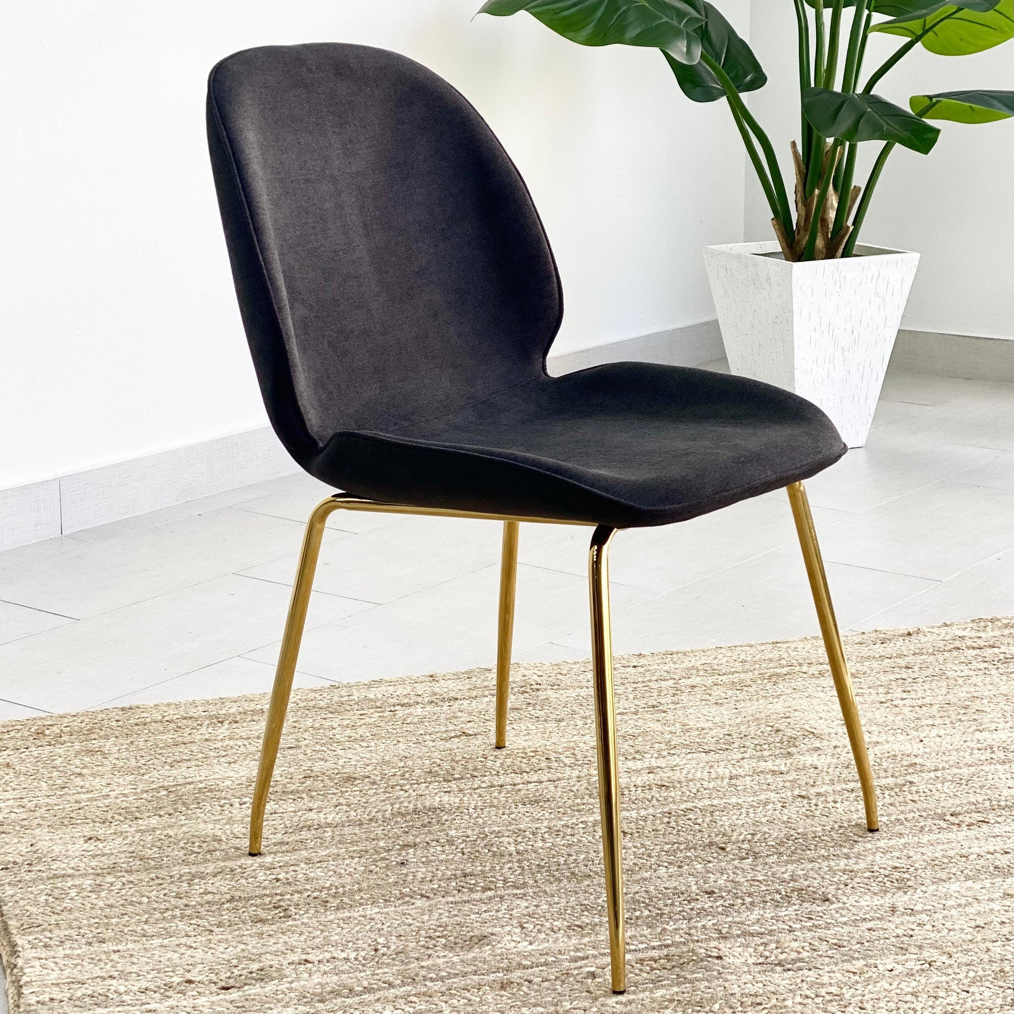 Classic Black Fabric Chair Golden Legs