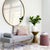 Minimalist Gray Fabric Bench Golden Frame