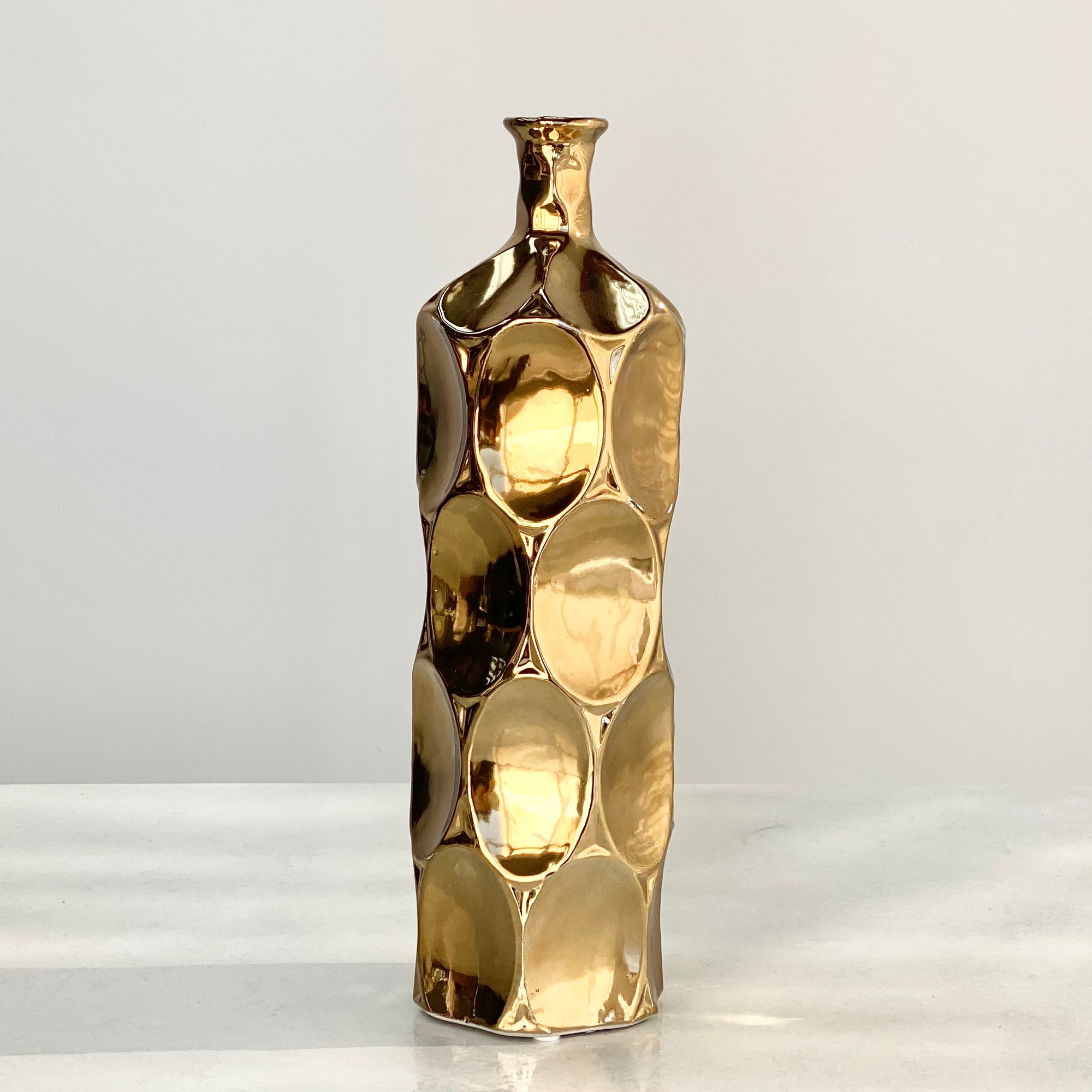 Ceramic Round Bottle Vase Chrome Copper