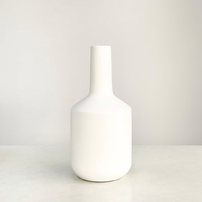Porcelain Long Neck White Bottle Vase Small
