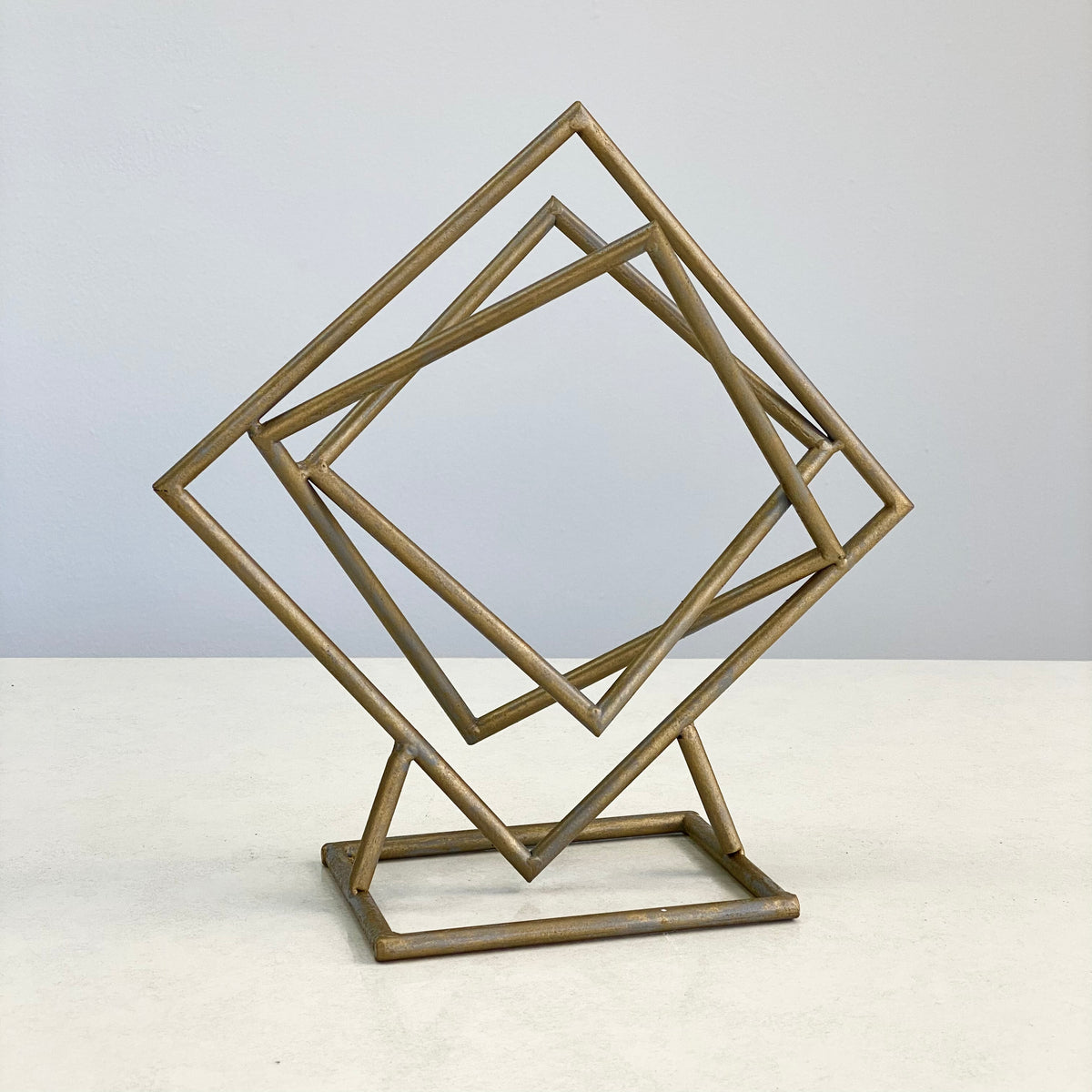 Metal Tangled Squares Abstract Sculpture