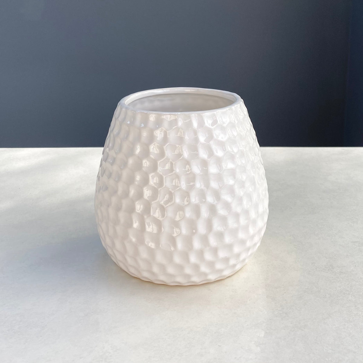 Hammered White Vase