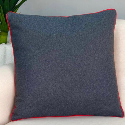 Solid Gray & Red Pipping Pillow