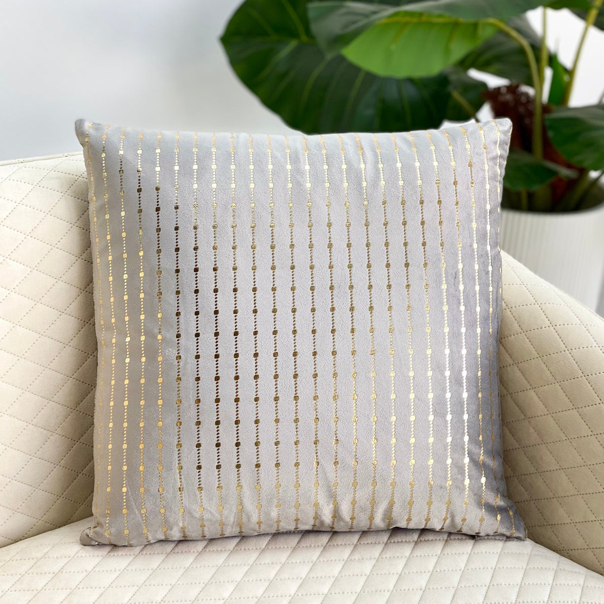 Golden Dots Aesthetic Gray Pillow