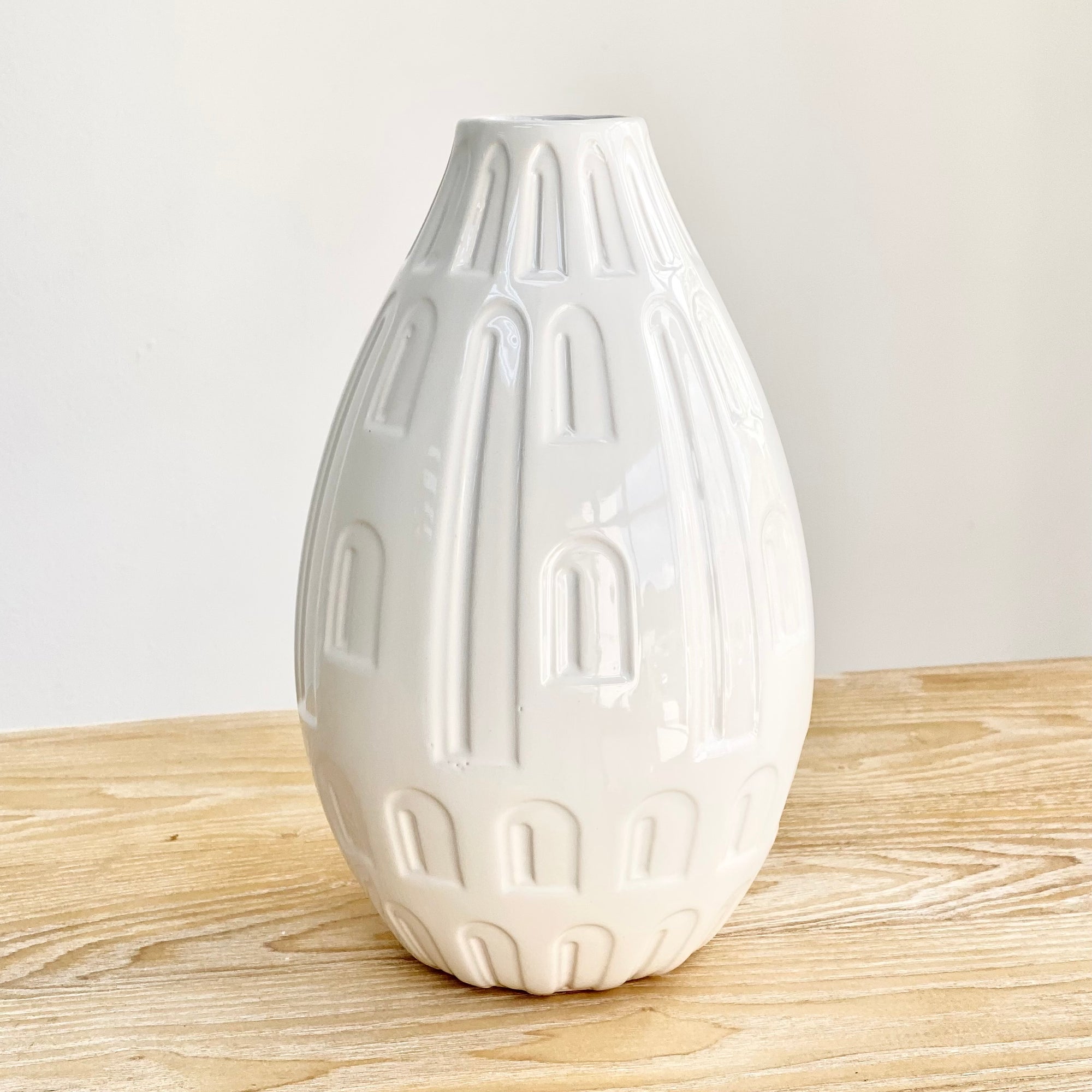 Ceramic Round Bellied Glossy White Vase