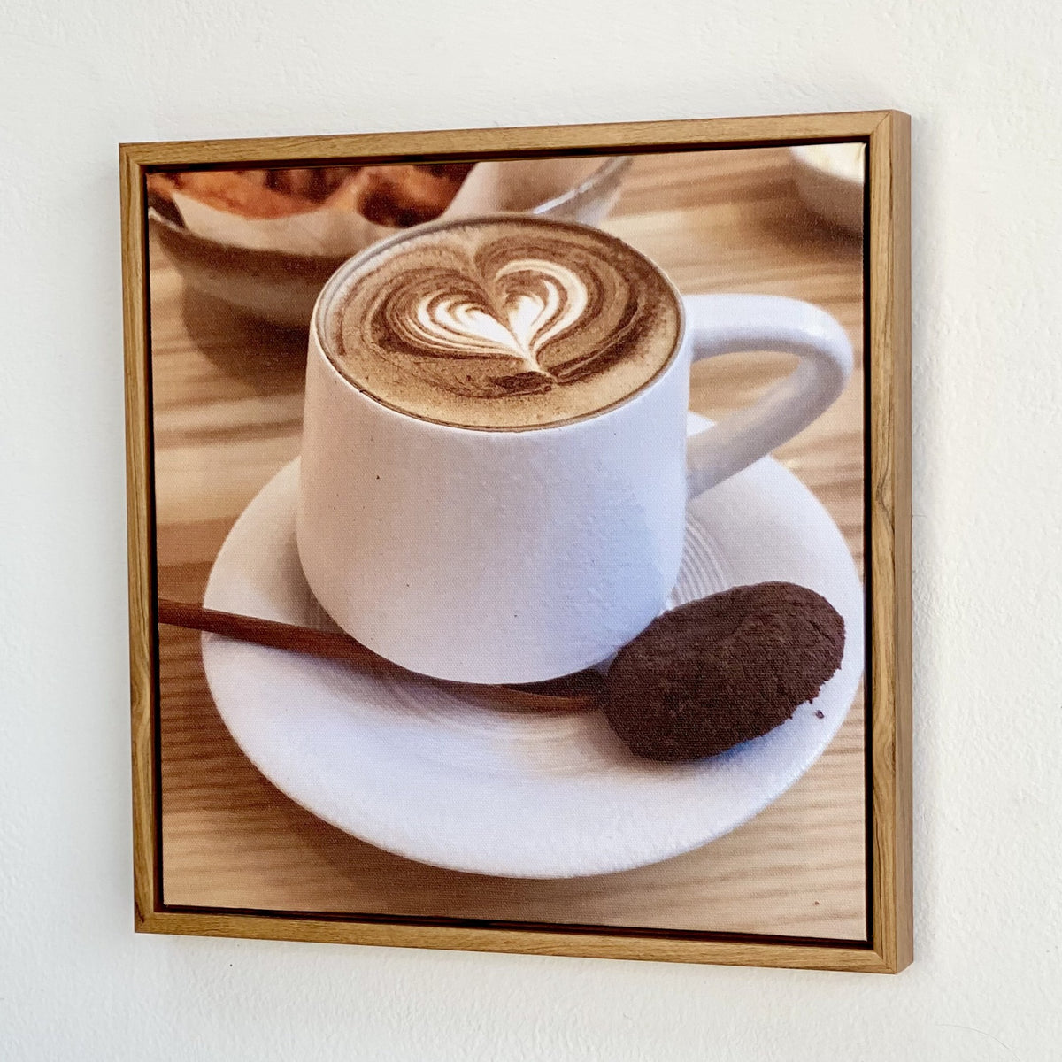 Cappuccino Heart Framed Canvas Print Wall Art