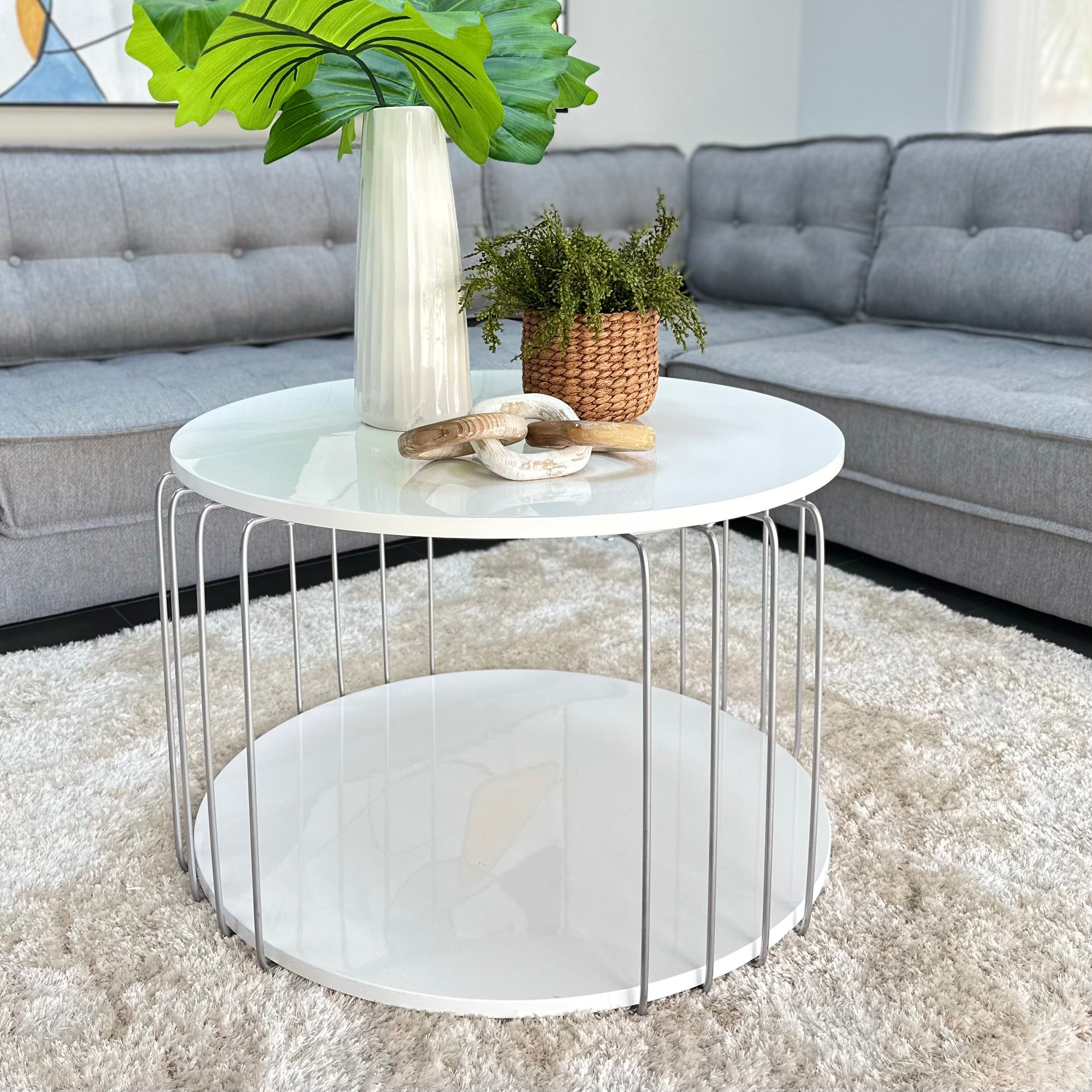 Alisa Lacquer White Round Coffee Table