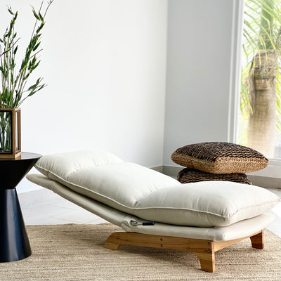 Reclining Lazy Chair Ivory Fabric