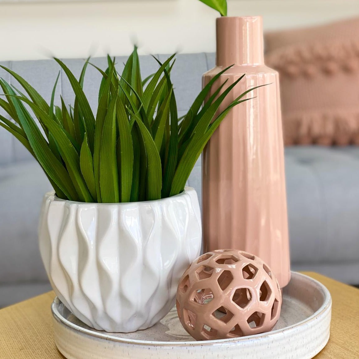 Shape Mountain White Round Vase
