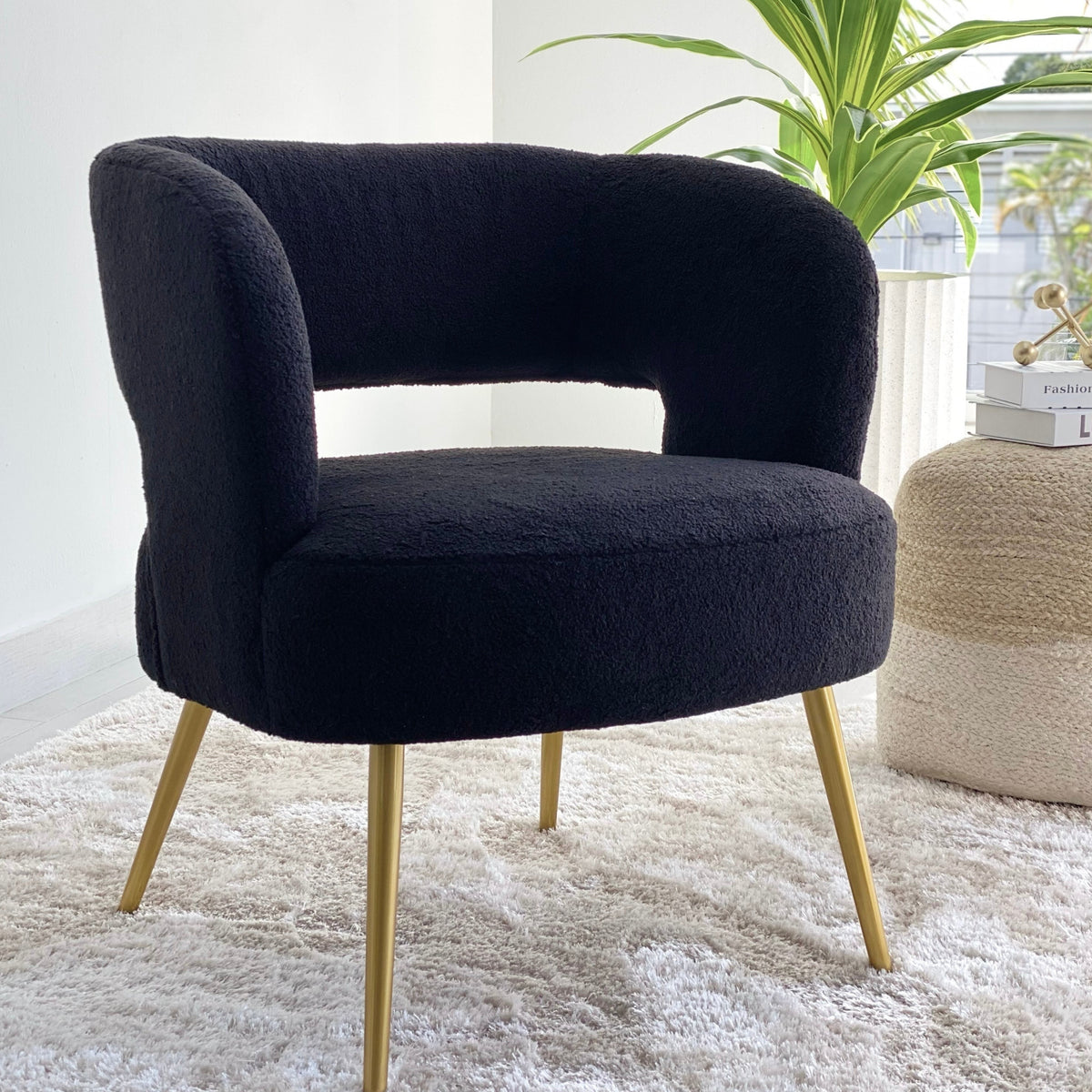 Mid-Century Black Terry Accent Chair