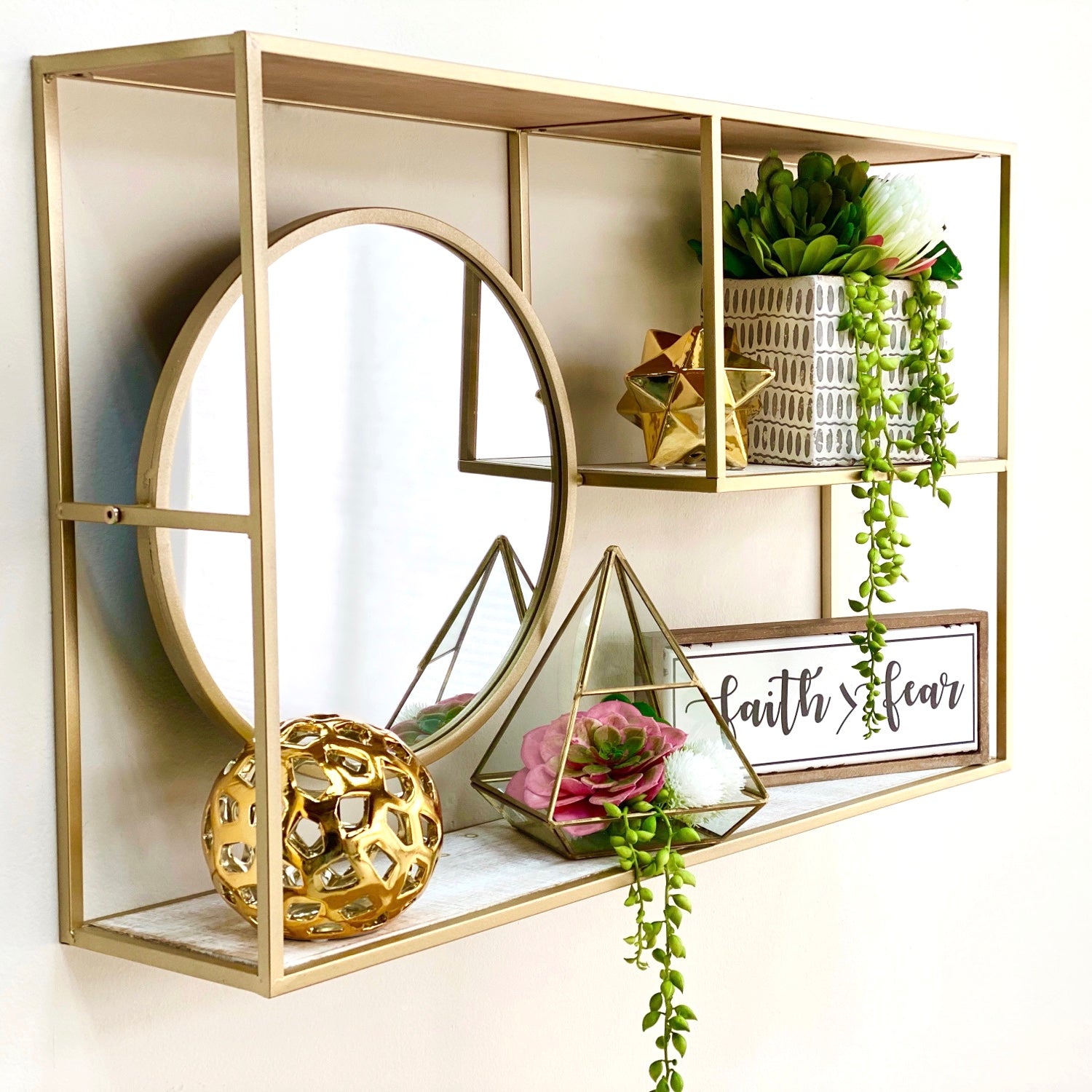 Reyna Golden Shelf With Mirror