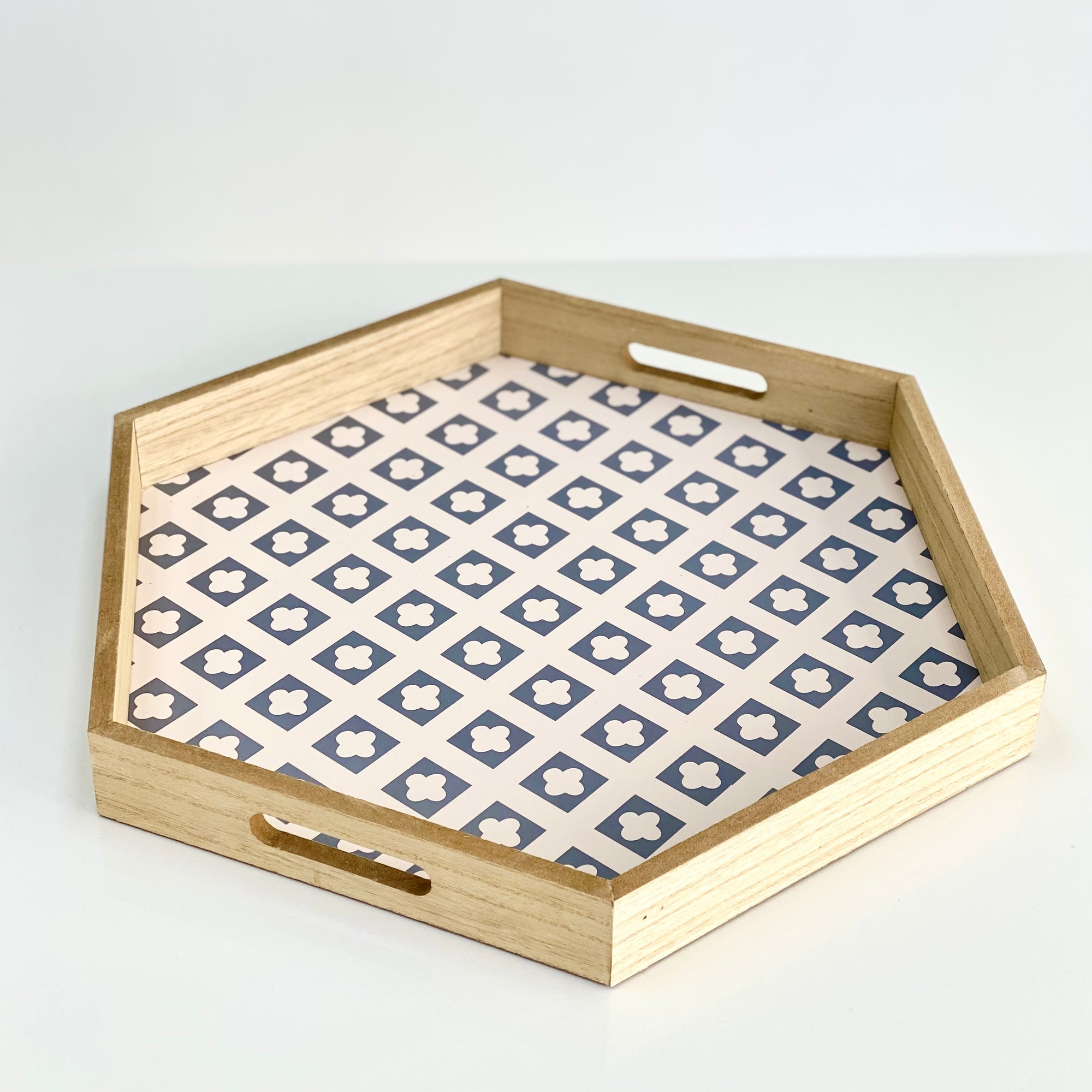 Hexagon Wooden Tray Printed Bottom
