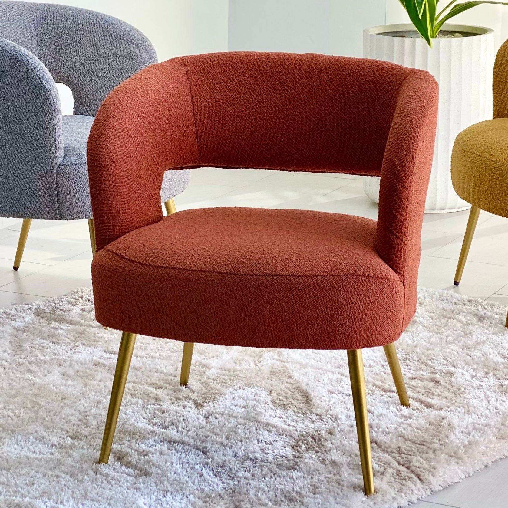Mid-Century Cognac Terry Accent Chair
