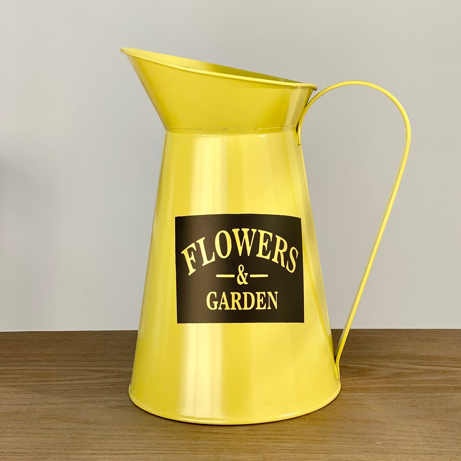 Metal Round Pitcher Yellow Vase