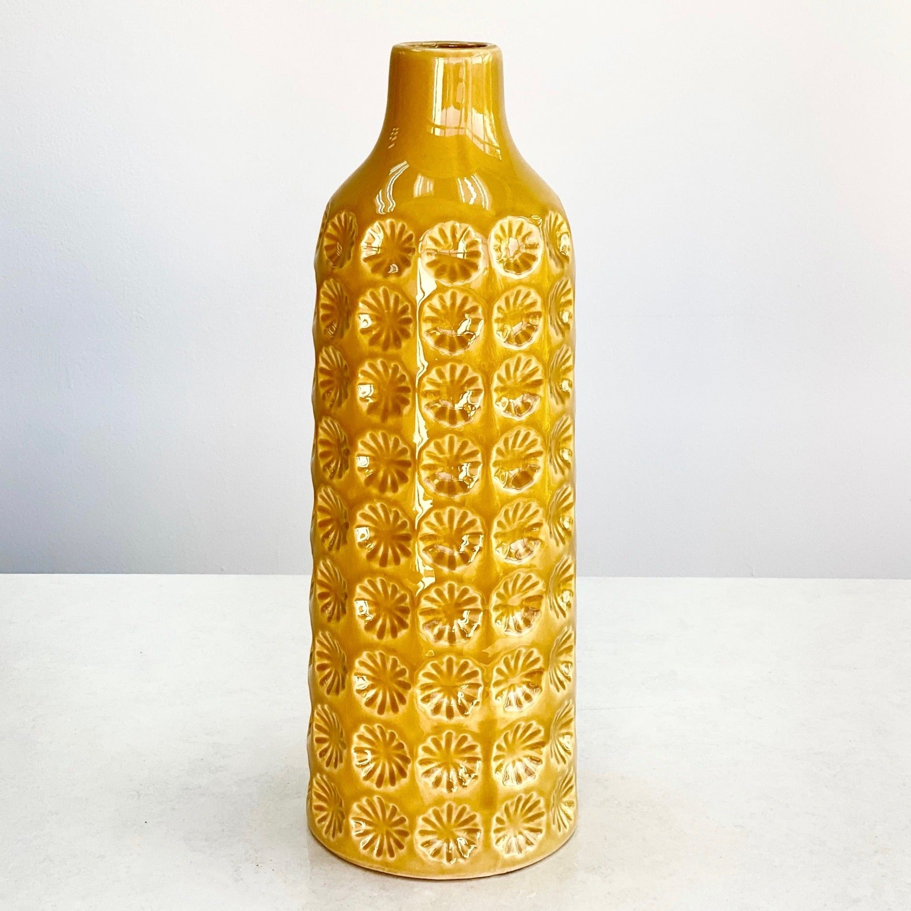 Ceramic Round Mustard Bottle  Vase